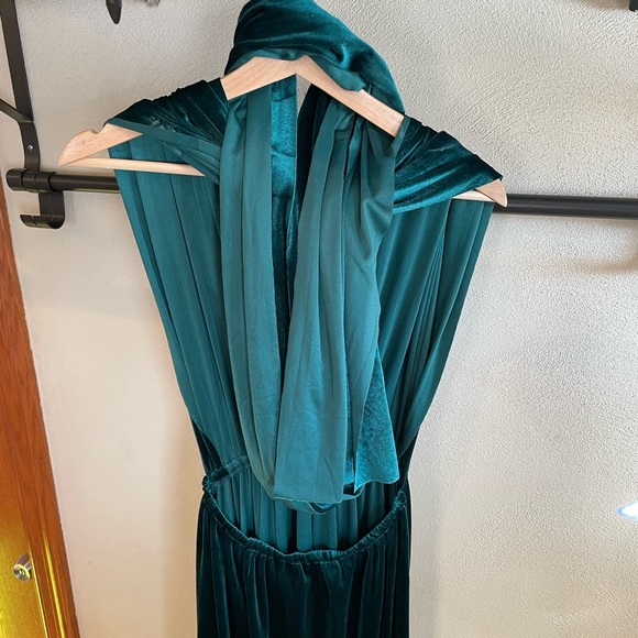 Scholle Dress Emerald Green Velvet Long Infinity Wrap Dress Bridesmaid Party - Picture 7 of 13